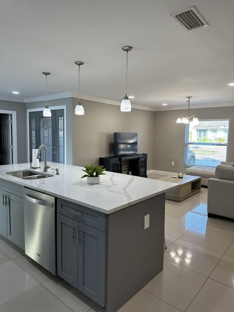 Beautiful kitchen island with open floor plan