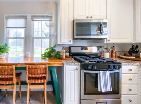Kitchen is stocked with essentials. 