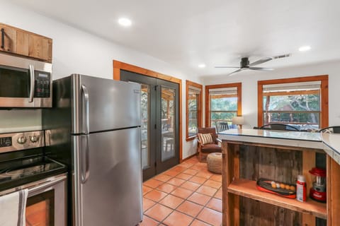 Stainless steel appliances in the kitchen