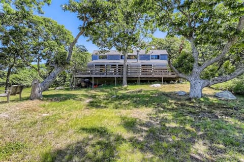 The back of the house that faces the water.