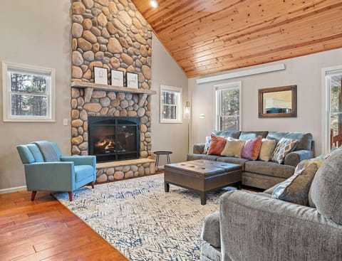 Welcome to our Spacious living room and Enjoy the burning Fire Place .