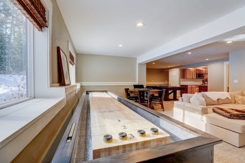 We have it all: Shuffleboard, pool table, poker table, ping-pong table