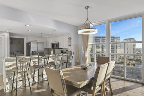 New rock feature on the bar wall & new dining table. And the view while eating