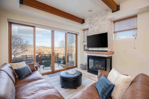 Cozy living room with stunning panoramic views.