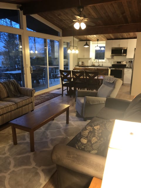 Living room, dining room that seats 8 and kitchen