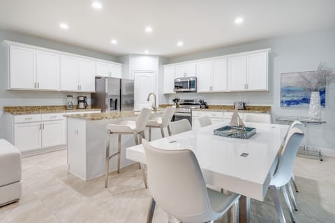 Dining Table with adjacent bar stools for added seating