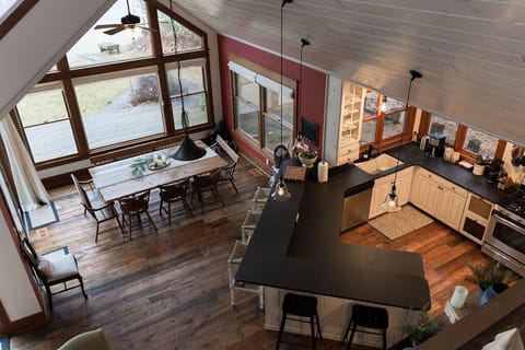 Kitchen/dining view from loft area