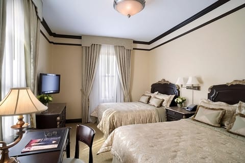 Sleep soundly in a roomy double-bed layout for two.