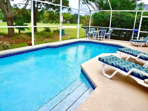 A south facing pool overlooking one of the golf courses