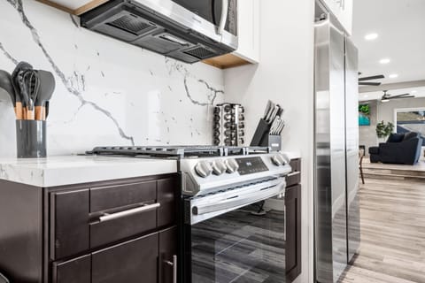 Kitchen stocked with all of the cooking essentials for dining in!