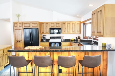 Bar seating in the kitchen