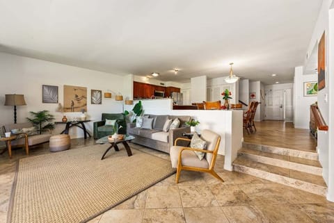 Open-concept design for easy flow between lounging and dining