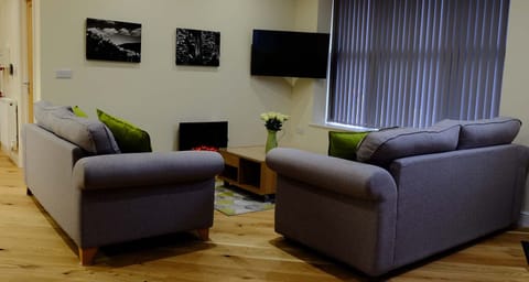 Living room at Mid Wales Holiday Lets Old Drapers Apartment