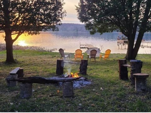 Fire pit area overlooking the water