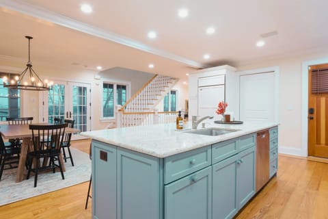 Large Island and Sub Zero Built In Refrigerator