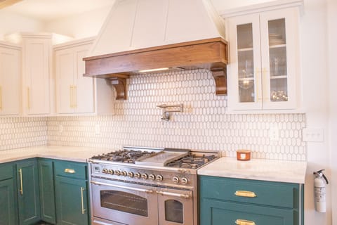 Gas stove in kitchen.