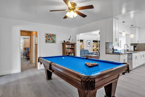 Play a game of pool on our "Brunswick" refinished pool table.