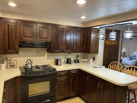 Kitchen viewed from rear entrance