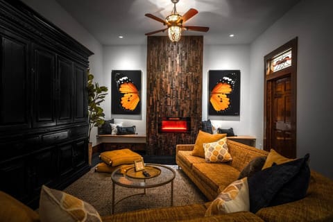 Living room at night.