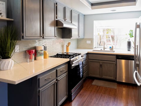 Our fairly large fully equipped kitchen comes with free coffee