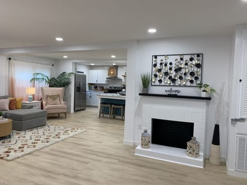 Living room with non working fireplace