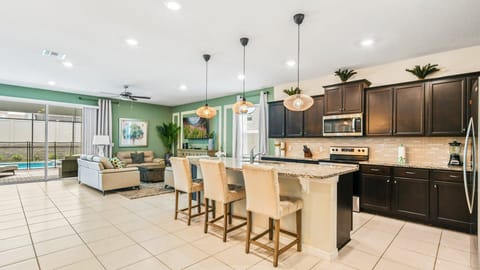 The large chef's kitchen comes equipped with everything you could need