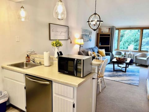 Kitchen opens into the dining and living area