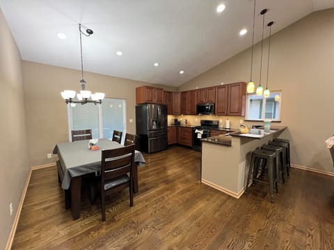 Kitchen and dining room.