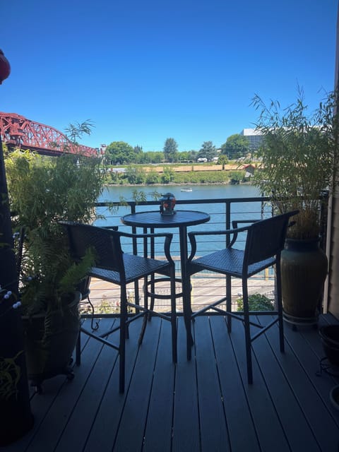 Balcony off of upper floor