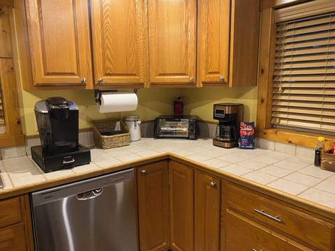 Keurig coffee maker, K-Cups provided.  Drip coffee maker also.  BYO grounds.