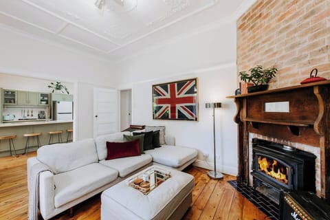 The living room spills out to the deck, creating a beautiful transition between indoors and out.
