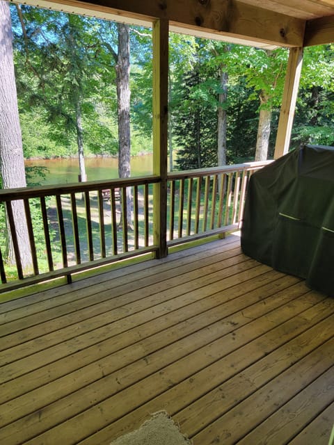 Covered deck overlooking the river