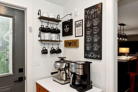 Espresso, cappuccino, mocha, americano, or a big pot of coffee for the crowd.