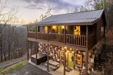 Cabin at the top of hill.  