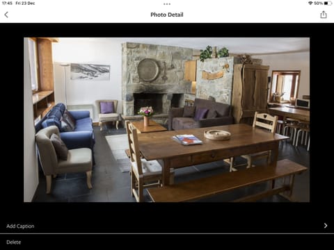 Living room with view of kitchen