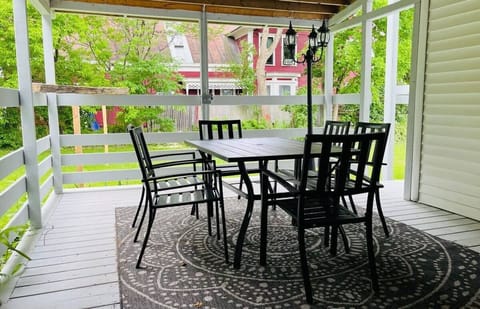 Communal porch with dinning table