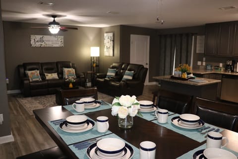 Dinning table set with chairs and bench.  Enjoy!