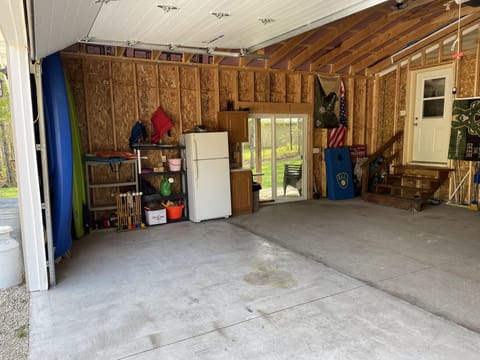 2 stall garage with back patio access.