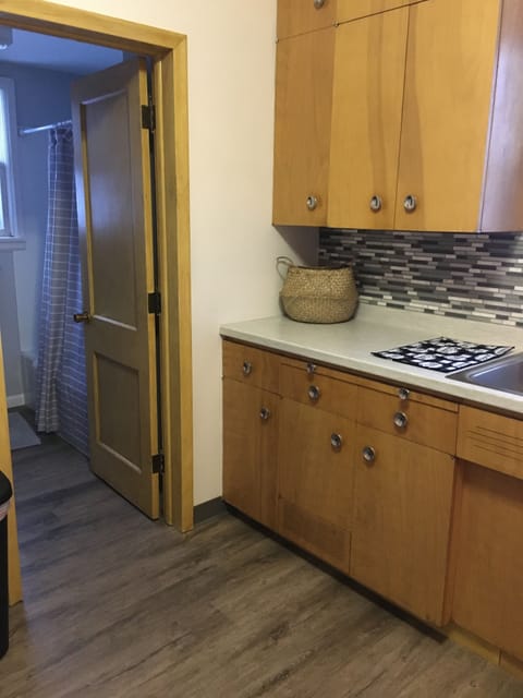 Bathroom just off the kitchen.