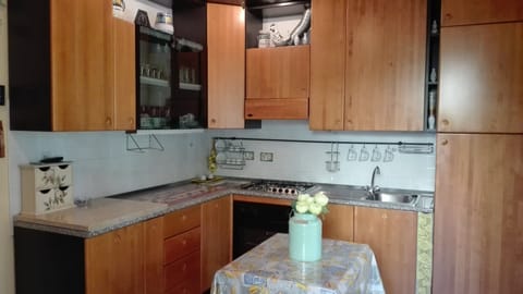 Cucina attrezzata con stoviglie ed elettrodomestici