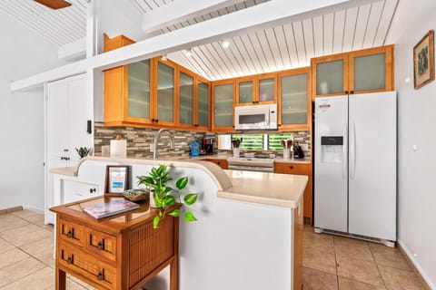 The kitchen is fully equipped with all the necessities you'll need.