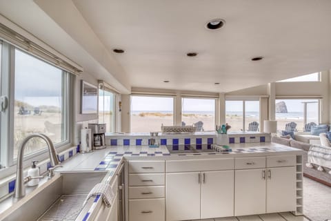 Kitchen with view of the beach