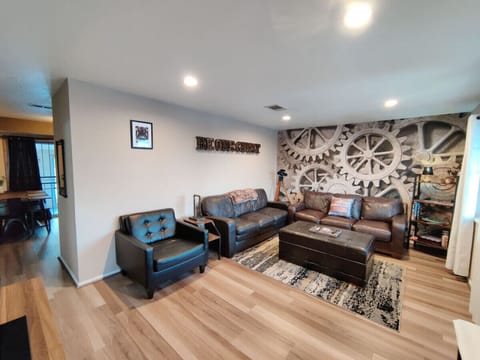 The large living area is perfect for enjoying a movie or playing games.