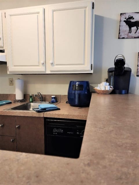 Fully Stocked Kitchenette with Keurig, AirFryer, Microwave, and all essentials