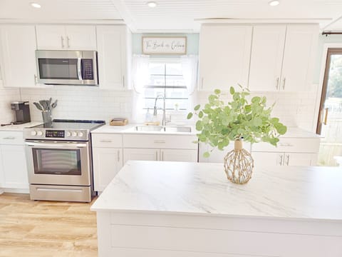 Kitchen with large island.  
