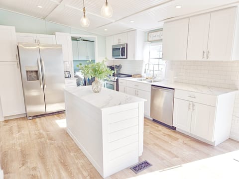Kitchen with new cabinets and appliances.