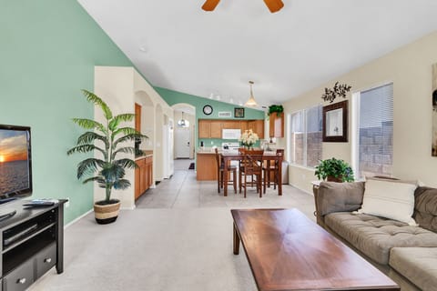 Family room overlooking kitchen
