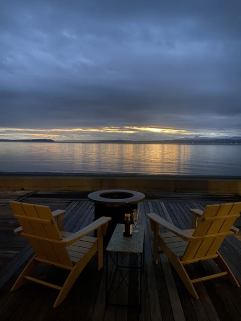 Huge beautiful deck steps to the Sandy beach 