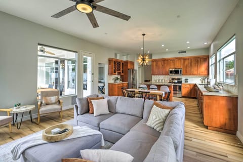 Chill in the living room in the cool AC.