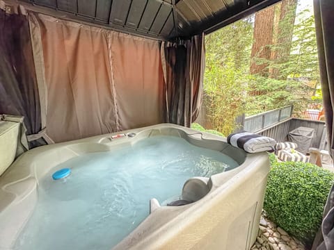Let the soothing warmth and forest views melt your stress away.